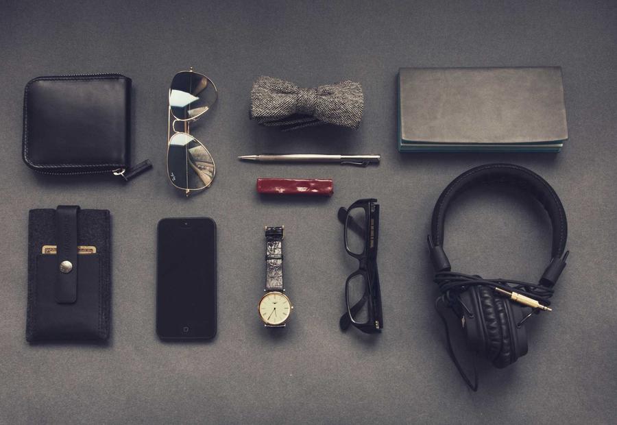 Flat lay of headphones and everyday-carry objects for Nimbus Audio
